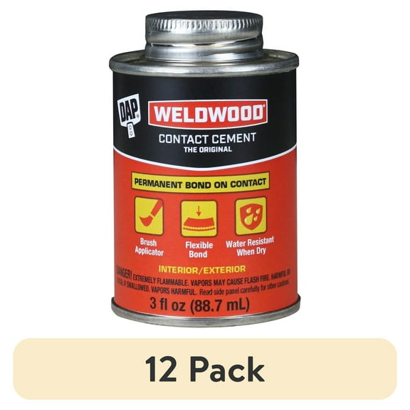 (12 pack) DAP Weldwood 3 oz Tan Original Contact Cement Adhesive Can