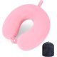 thumbnail image 1 of Almohada de viaje rosa, almohada para el cuello, almohada de viaje de espuma viscoelástica, cojín de apoyo adecuado para el compartimento del tren del avión, almohada de vuelo esencial para viajes d, 1 of 4