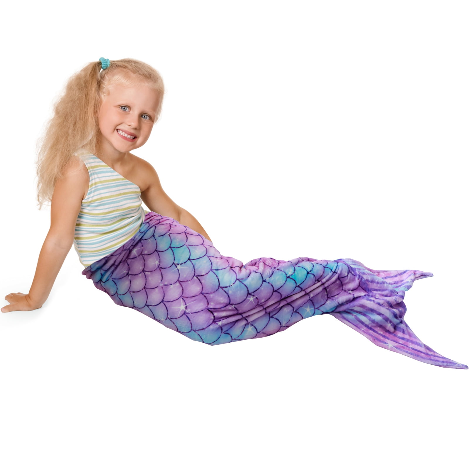 Hvxrjkn Mermaid Tail Blanket Ultra Soft Flannel Sleeping Blanket