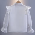 thumbnail image 6 of hoksml Girls Back to School Button Down Shirt Solid Long Sleeve Lace Ruffle Blouse Classic Collared School Uniform Tops, 6 of 9