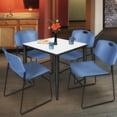 thumbnail image 2 of Regency Kahlo 30 in. Square Breakroom Table- White, Black Base & 4 Zeng Stack Chairs- Blue, 2 of 8