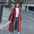 thumbnail image 1 of Chaqueta de algodón para mujer en invierno, estilo medio a largo, chaqueta de algodón por encima de la rodilla, chaqueta de algodón con capucha y gruesa, 1 of 6