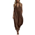 thumbnail image 6 of Puyaiuu Women Slimming V Neck Sleeveless Solid Maxi Dress With Side Pockets Casual Daily Sundress Coffee XXL Gift, 6 of 6