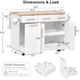thumbnail image 4 of Kitchen Island with Trash Can Storage & Power Outlet, 59.3" Rolling Kitchen Island with 2 Pull Out Cabinet Organizers & Rubber Wood Drop Leaf, Spice & Towel Rack for Kitchen, Dining Room, 4 of 7