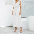 thumbnail image 2 of Lisingtool Womens Overalls Women's Jumpsuit Slim Temperament Jumpsuit High Waist Sleeveless Leaf V Neck Pleated Wide Leg Culottes Jumpsuits for Women Dressy B, 2 of 2