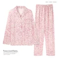 thumbnail image 4 of Conjunto de pijama para mujer, cárdigan de manga larga con solapa, conjunto de 2 piezas, ropa exterior para el hogar para estudiantes, primavera y otoño, 4 of 5
