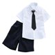 thumbnail image 2 of Odeerbi Niños 2 Piezas Caballero Traje Formal Preppy Vestido de Manga Corta Camisa y Traje Pantalones Cortos Conjunto de Uniforme Escolar, 2 of 8
