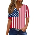 thumbnail image 2 of Red White and Blue Blouses for Women American Flag Women Shirts Fourth of July Shirt Women Memorial Day Shirts Women's Casual Independence Day Printed Short Sleeve V-Neck Top, 2 of 5