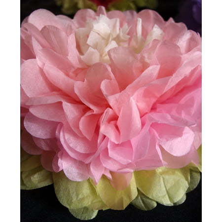 Quasimoon 14 Multi Color Tissue Paper Flower Decorations Pink
