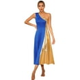 thumbnail image 3 of YIZYIF Womens Metallic Praise Worship Dress One Shoulder Shiny Church Liturgical Lyrical Dance Dress Dancewear Blue M, 3 of 7
