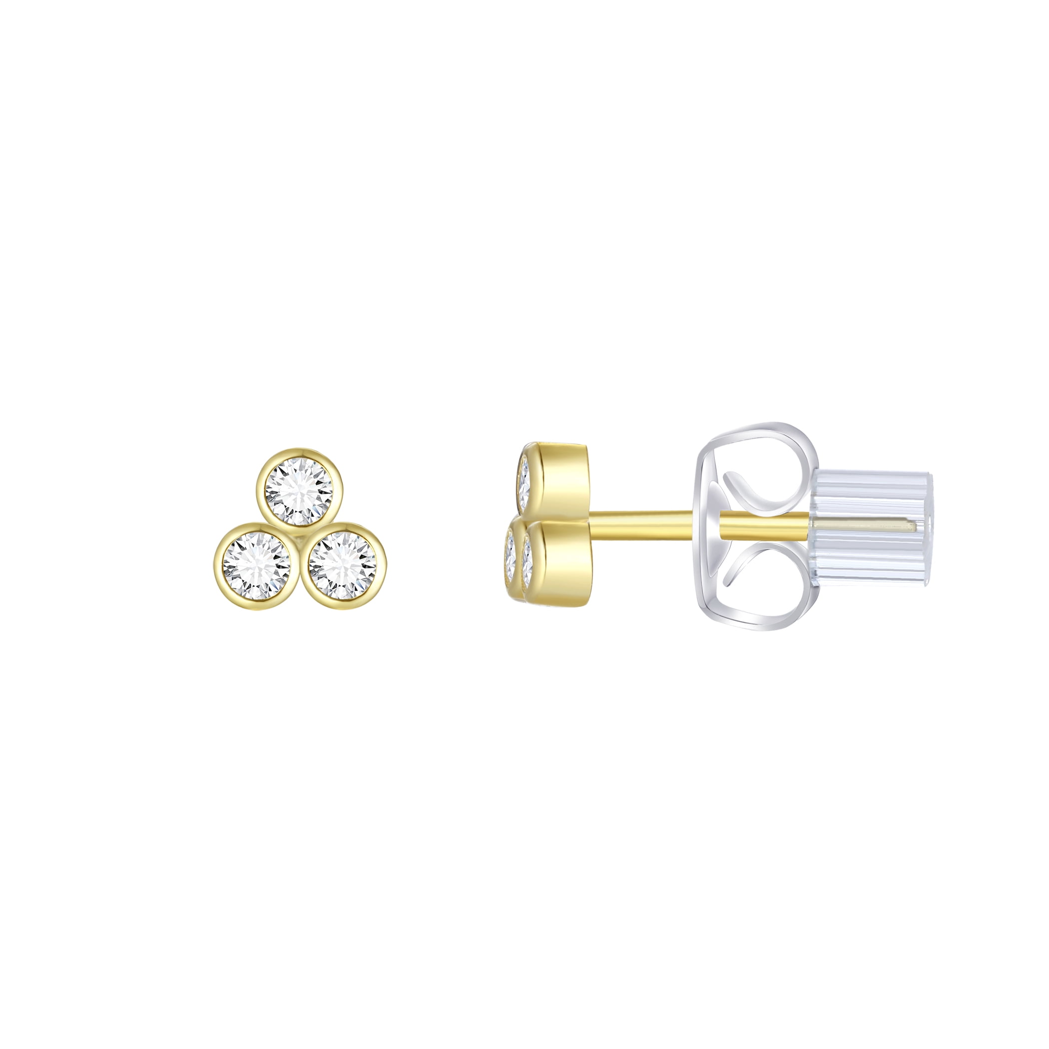 Brilliance Fine Jewelry Women's Simulated Diamond Earring Set with Hoop in 14KT Gold Plated Sterling Silver