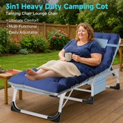 Slsy 3in1 Face Down Tanning Chair, Folding Lounger Chair with Face Arm Hole, Adjustable 5-Position, Removable Cushion & Pillow, Outside Sunbathing Lounge Chair for Patio, Poolside, Lawn, Beach