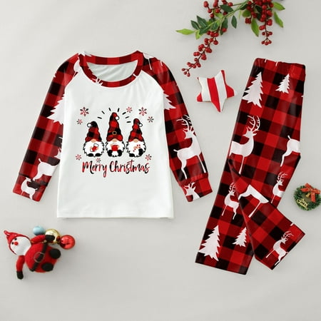 

Matching Family Christmas Pajama Set Holiday Sleepwear PJs Lounge Sets Long Sleeve Pullover And Printed Pants