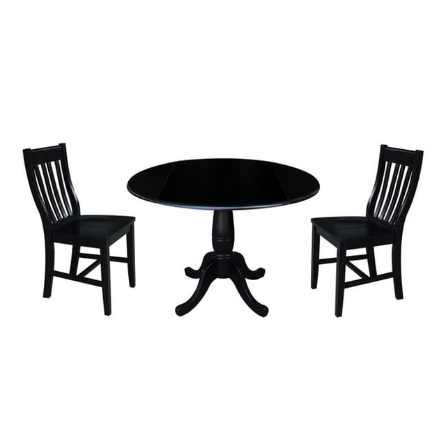 International Concepts K46-42DPT-C61-2 Table à Pied Ronde de 42 Pouces avec 2 Chaises - Noir