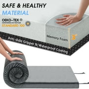 Teler CertiPUR-US 3 Memory Foam Camping Mattress Pad, Portable Foam Sleeping Pad for Camping, Roll up Sleeping Mat for Adults , Car, Tent SUV Cot Mattress