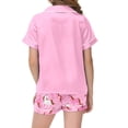 thumbnail image 4 of WOYY Girls Silk Satin Pajamas Horse Print Button Down Shirt Shorts PJs,2-Piece, Sizes 2-13, 4 of 4