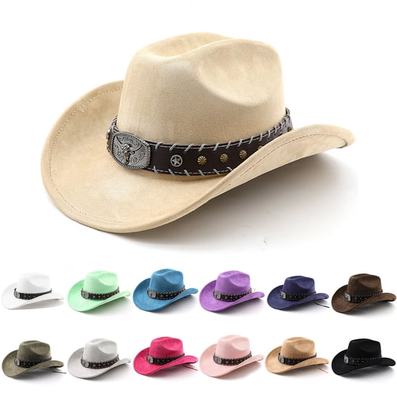 JIAHONG Kids Hats Cowboy Hat with Shapeable Wide Brim Western Suede Hat for Cowboys and Cowgirls, Blue
