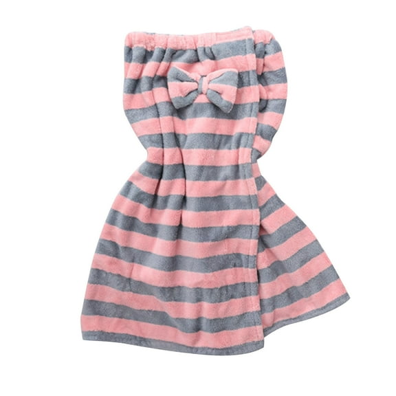 Oplxuo Strapless Shower Robe for Women Striped Bath Body Towel Tube Dress Spa Soft bathrobe with Adjustable Elastic