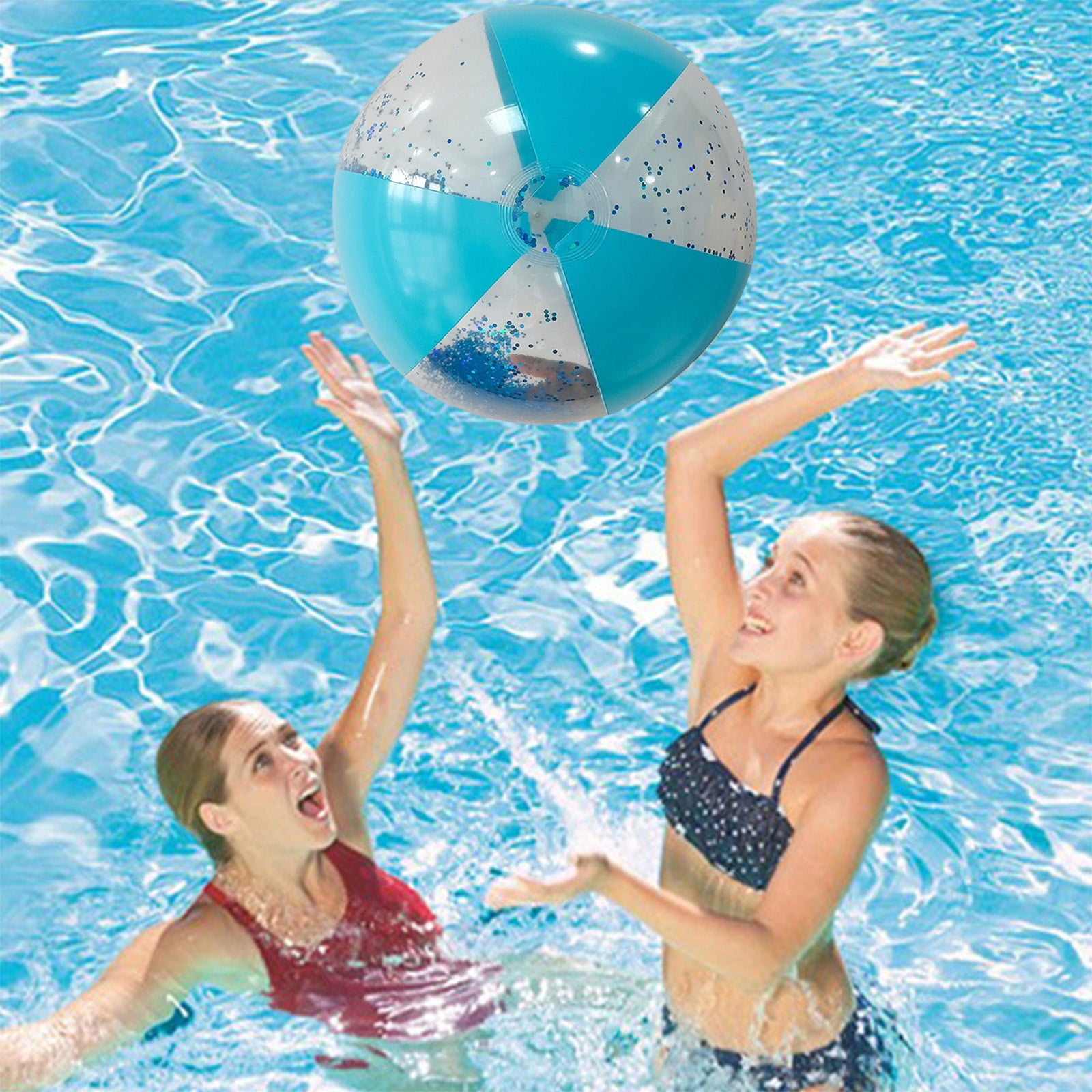 Amor Balles de plage Gonflables de 16 pouces pour Piscine Balles de Plage Paillettes Balles de Plage pour les Fêtes D'été Anniversaire Piscine Fête