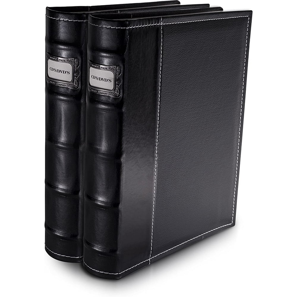 BellagioItalia CD/DVD Storage Binder Set Black Leather 2 Pack