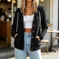 thumbnail image 2 of Cekizud Hoodies for Women Button Down Ribbed Knit Drawstring Hood Long Sleeve Cardigans with Pockets, Sizes S-2XL, 2 of 8