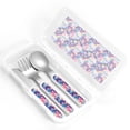 thumbnail image 4 of Kdxio Skull rainbow color space Toddler Utensils Set - Kids Silverware Set, Set Kids Utensils Set with Case for Preschooler Children, 4 of 8