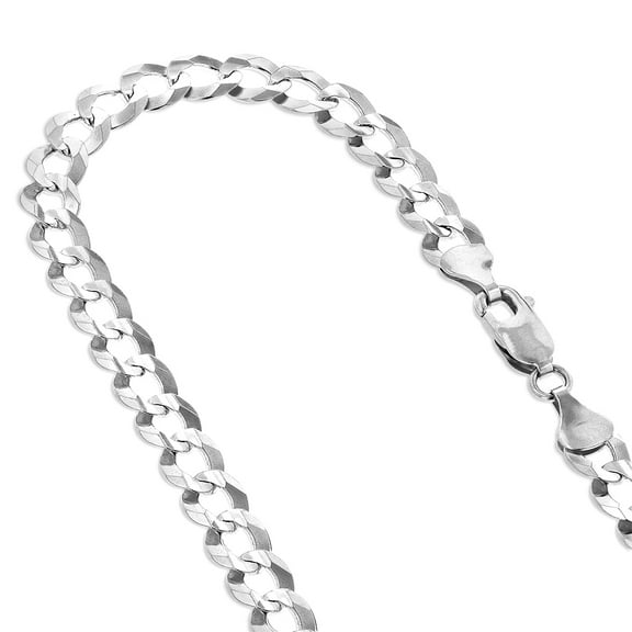 14k White Gold Italy Cuban Curb Solid Chain Necklace 3.5mm Wide 30 Long with Lobster Clasp