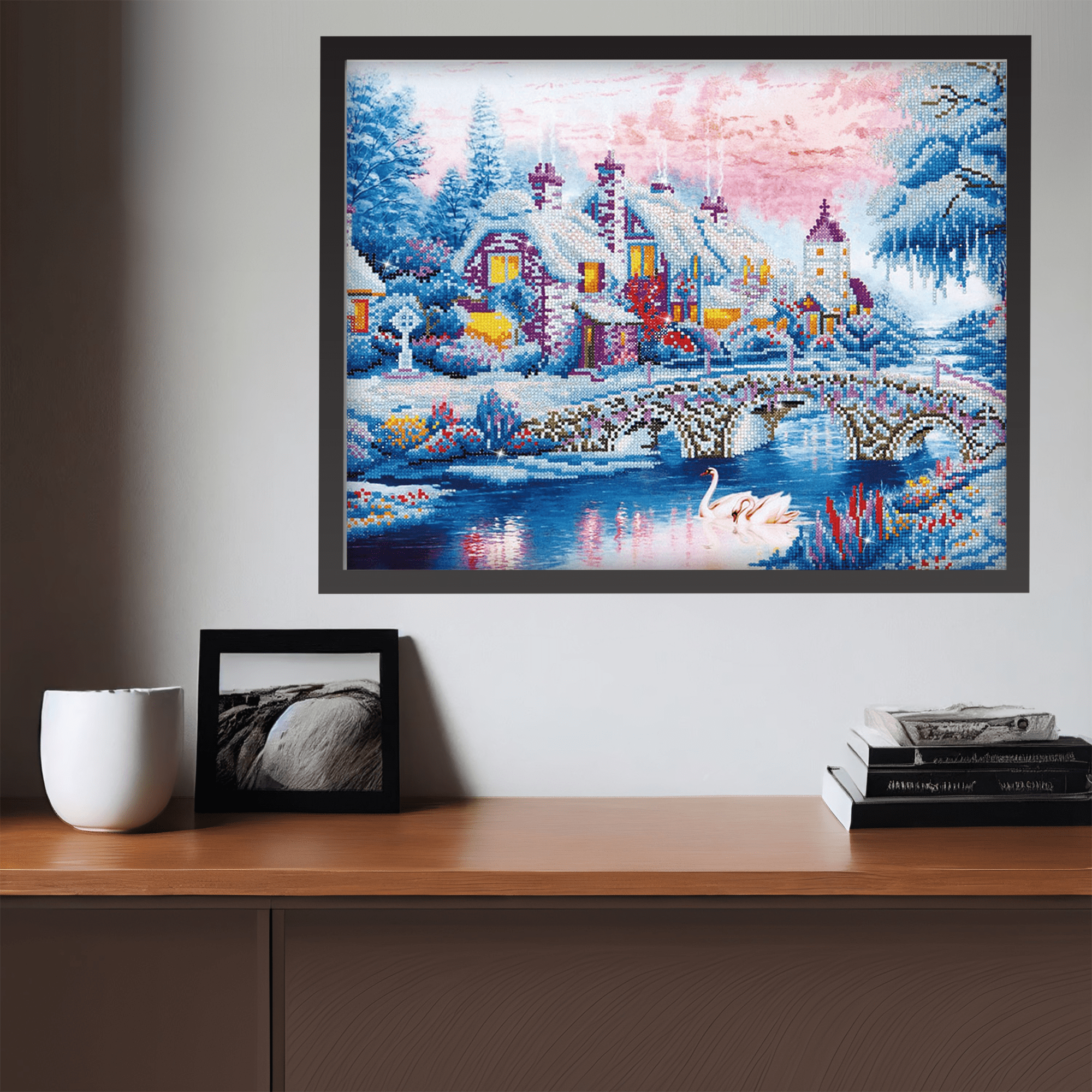 Diamond Dotz Winter Village Landscape Diamond Painting Kits for Adults - Diamond Art Kits a Relaxing Creative Craft Kit with Dotz Gems 19.7"x31"
