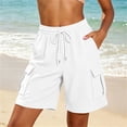 thumbnail image 2 of biudgviw Women's Sweat Shorts with Multi Pockets Drawstring Elastic Waist Cargo Shorts Comfy Textured Baggy Shorts for Gym Workout, 2 of 7