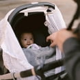 thumbnail image 4 of Little Unicorn 100% Cotton Muslin Car Seat Canopy | Super Soft Lightweight Cover with Window | Breathable | Magnetic Closure | Baby and Infant | Machine Washable | Shower Gift (Grey Stripe), 4 of 5