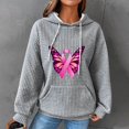 thumbnail image 1 of Meichang Womens Hoodies Pink Ribbon Breast Cancer Awareness Sweatshirts Waffle Drawstring Long Sleeve Lounge Pullover Tops with Pocket, 1 of 3