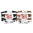 thumbnail image 1 of Spain National symbol Landmark Pattern Bracelet Hand Strap Leather Rope Wristband Double Set, 1 of 3