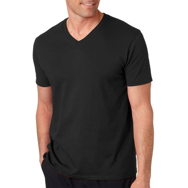 Gildan - 64V00 Gildan Softstyle Adult V-Neck T-Shirt -Black-2X-Large ...