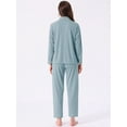 thumbnail image 4 of DARING DIVA Cotton Pajamas Long Sleeve Lounge Sets Button Down Pants M Blue, 4 of 7