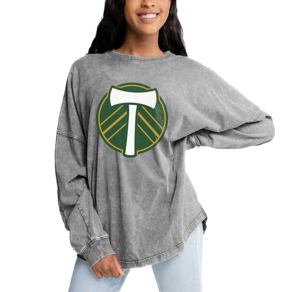 Women's Gameday Couture Gray Portland Timbers Faded Wash Pullover Sweatshirt
