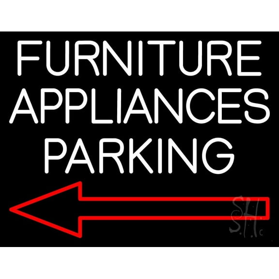 Furniture Appliances Parking LED Neon Sign 24" Tall x 31" Wide - inches Black Square Cut Acrylic Backing, with Dimmer - Premium built indoor Sign for Storefront, Store interior, Exhibition, Decor.