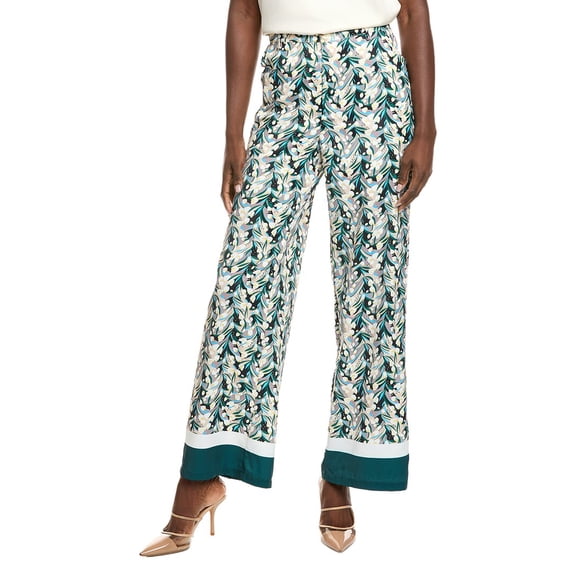 Gracia womens Floral Print Wide Leg Pant, s, Green