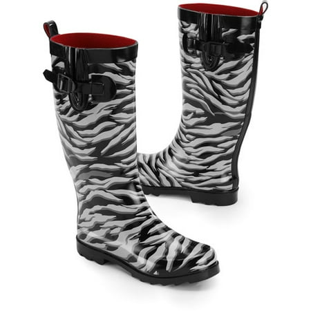 zebra print rain boots