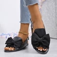 thumbnail image 4 of HTHLVMD Comfort Open Toe Beach Shoes, Female Casual Spring Summer Comfortable Bow Round Toe Open Toe One-Line Buckle Flat Sandals, Designed for Easy Wear And Versatile Style, Black 8, 4 of 7