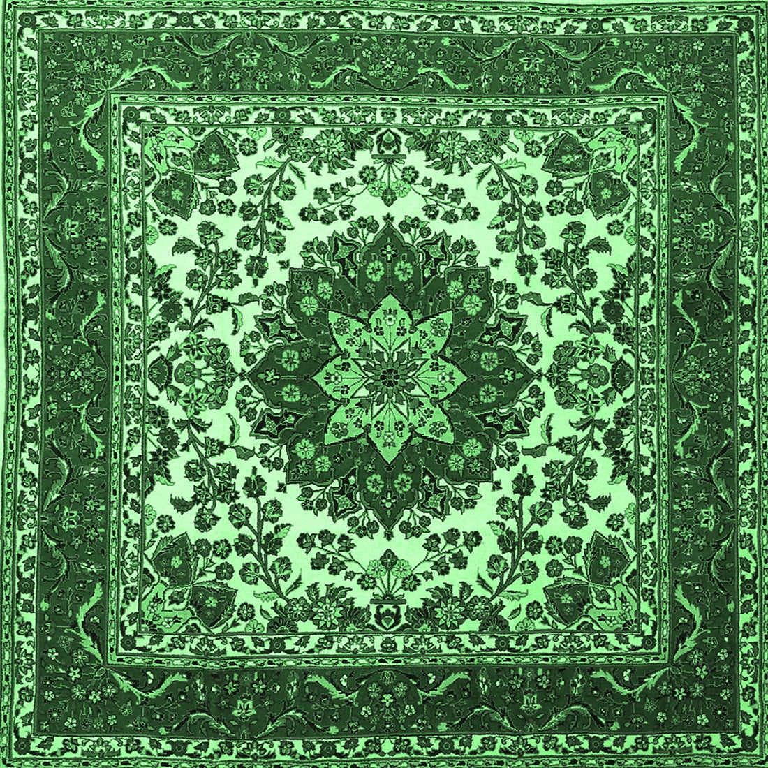 Square Rug Green Ahgly Company Indoor Square Medallion Emerald Green Traditional Area ...