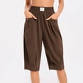 thumbnail image 4 of SHE IS Womens Baggy Harem Capri Pants Wide Leg Lounge Elastic Waist Sweatpants Casual Beach Trousers with Pockets, 4 of 6