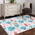 thumbnail image 3 of 2.7'x5' Area Rugs, Blue Red Coral Indoor Outdoor Area Rug for Living Room Bedroom, Coastal Nautical Summer Beach Washable Bathroom Rugs Kitchen Floor Carpet Mats Home Decor Aesthetic, 3 of 8