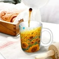 thumbnail image 3 of Yiaed Clear Sky Sunflower Print Ceramics Coffee,Large Handle Design,Extra Large Tea and Coffee Cup for Office and Home Mugs, 3 of 6