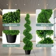 thumbnail image 6 of All-Year Green Artificial Spiral Boxwood Topiary, 3ft (2 Pieces), Maintenance-Free, Replaceable Leaves, Fake Outdoor Plant, with Steel Frame for Indoor, Outdoor Decoration, 6 of 9