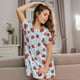 thumbnail image 3 of Fotbe Strawberry Bata de Dormir para Mujer con Estampado, Camisón de Algodón de Manga Corta, Ropa de Dormir Casual, 3 of 6