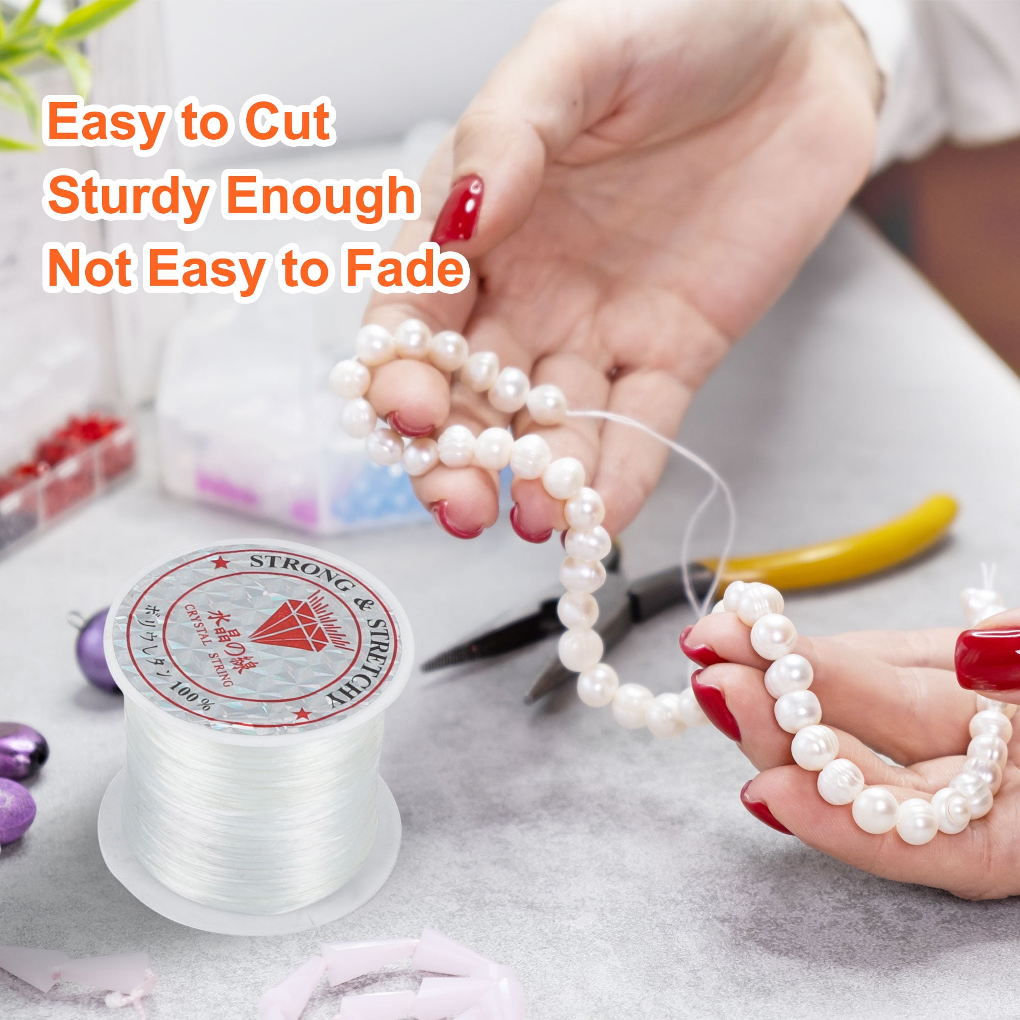 Unique Bargains Jewelry Bracelet Stretchy Elastic Thread Beading String Cord White 10 M