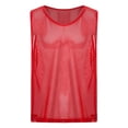 thumbnail image 3 of YONGHS Men's Mesh See Through Fishnet Muscle Tank Top Sleeveless Workout T-Shirt Night Club Tops Clubwear Red L, 3 of 7