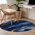 thumbnail image 5 of 4ft Washable Round Rug, Abstract Marble Non-Slip Circle Area Rug for Living Room Bedroom, Gold Texture Modern Navy Simple Style Indoor Floor Mat for Home Decor, 5 of 9
