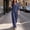 Navy, variant on IUYRTFE Women's V-Neck 3/4 Sleeve Top and Wide Leg Pants Set with Pockets Casual Cotton Linen Two Piece Outfit