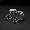 thumbnail image 4 of Men's Elegant Square Cut Sterling Silver Iced Cz Hip Hop Stud Screw Back Earrings, 4 of 5